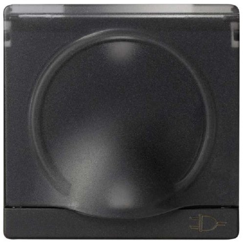 Лицевая панель Simon82 для 1-м. розетки 220В с крышкой графит фото Лицевая панель Simon82 для 1-м. розетки 220В с крышкой графит картинка